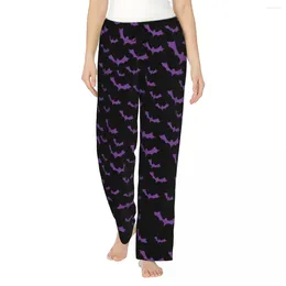 Women's Sleepwear Custom Halloween Bats Pattern Pyjama Pants Women Lounge Sleep Stretch Bottoms With Pockets