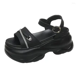 Sandals Fashion Women Summer Diamond Setting Shoes Leather High Platform Wedges Peep Toe Casual