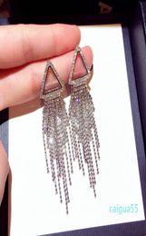 new ins fashion designer luxury super glittering long tassel diamond rhinestone dangle chandelier stud earrings Jewellery for woman 2574072