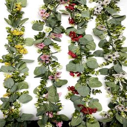 Decorative Flowers 1pc Modern Artificial Flower Vines Leaf Hanging Greenery Plant Wedding Garlands Home Decor Green Eucalyptus Leaves Arch