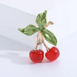 Brooches Beaut&Berry Trendy Enamel Red Cherry For Women Unisex Food Fruit Pins Party Accessories Gifts