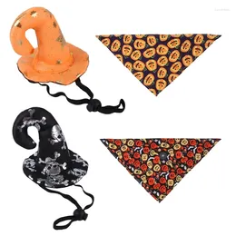 Dog Apparel Pet Halloween Costume Cat Witch Hat Scarf Set Dogs Festival Party Props Outfit