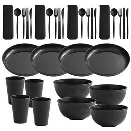 Dinnerware Sets 32 Piece Cutlery Set Vintage Plastic With Dinner And Dessert Plates Bowls Cups