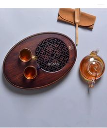 Tea Trays 1-2.5L Oval Bamboo Wooden Tray Japanese Water Storage Office Set Tools Plate