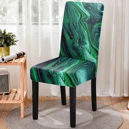Chair Covers Marbling Print Elastic Cover Washable All Inclusive Dining Room Slipcover Spandex For Restaurant Wedding Decor