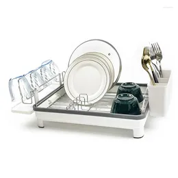 Kitchen Storage Dish Drying Rack With Drainboard Stainless Steel Over Sink Dryer Cup Utensils Holder Plate Drainer Organiser