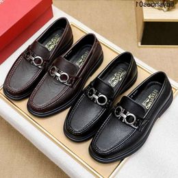 s Dress Shoes Style Lefu with Horse Titles Buckle and Square Head Cowhide Breathable Business Ca ferragmoities ferragammoities ferregamoities feragamoities HPPX