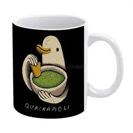 Mugs Quacamole! White Mug Custom Printed Funny Tea Cup Gift Personalised Coffee Guacamole Avocados Mexican Food Ducks Duck Puns Q