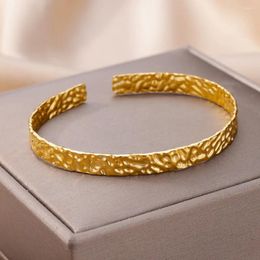 Bangle Gold Colour Bracelet For Women Open Adjustable Stainless Steel Cuff 2024 Trend Couple Jewellery Gift Pulseras Mujer