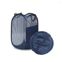 Laundry Bags Foldable Hamper With Sturdy Steel Wire Frame Enlarged Opening Side Pocket Collapsible Basket Durable Handle