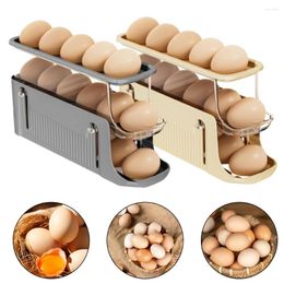 Kitchen Storage Automatic Scrolling Egg Holder Space Saving Roll Off Rack 3 Layer Fridge Container Holds 17 Eggs