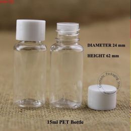 200pcs/lot Wholesale 15ml PET Facial Cream Lotion Bottle Plastic Emulsion Container 1/2 OZ Packaging White Cap Vial Mini Pothood qty Mv Vqfd