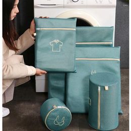 Laundry Bags Morandi Embroidery Bag Wash Underwear Washing Machine Portable Clothing Organiser Lingerie Socks Bra Basket