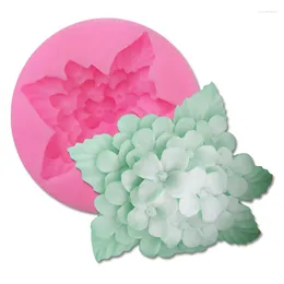 Baking Moulds 1Pc Flower Hydrangea Silicone Sugarcraft Mould DIY Flowers Fondant Cupcake Mould Cake Decorating Tools