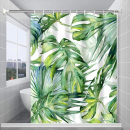 Shower Curtains Waterproof Curtain Bathroom Decor Tropical Green Leaf