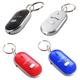 Party Favor 4pcs/Lot LED Key Finder Locator Find Lost Keys Chain Keychain Whistle Sound Control Black White Red Blue