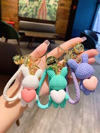 Resin love rabbit woven pendant, cute and exquisite New Year mascot, car bag, couple backpack, keychain