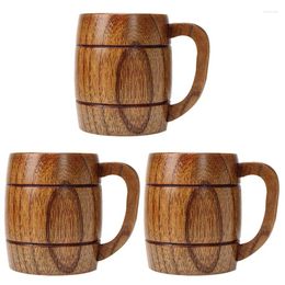Mugs 3X 400Ml Classic Style Natural Wood Cup Wooden Beer Drinking For Party Novelty Gifts Eco-Friendly