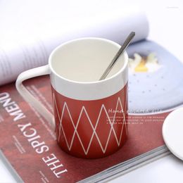 Mugs Nordic Ceramic Coffee Cup With Lid And Spoon Creative Drinking Home Breakfast Oatmeal Office Couple Drinkware 470ml