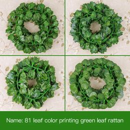 Decorative Flowers 12pcs Artificial Plants Hanging Garland UV Resistant Green Leaves Fake Vines For Home Wall Arch Party Decor