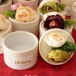 Party Favour 20Pcs/Lot 7.2 5.3CM Creative Flower Cylinder Candy Boxes Wedding Favours For Guests Gifts Bride Groom Return