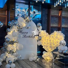 Party Decoration 201pcs Latex Balloon Arch Kit White Silver Balloons For Dressing Up Weddings Mother's Day And Other Parties