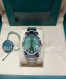 Super Factory Mens Watch 41mm Datejust Green Dial Ref126300 18K White Gold man Automatic Movement Smooth Bezel HighQuality Sappi5291913