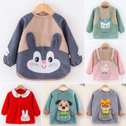 Children's waterproof long sleeved reverse dressing, dining clothes, aprons, cotton children's cover up, baby bibs, protective clothing, etc