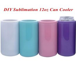 DIY Heat Sublimation Can Cooler 12oz Tumblers Slim Straight CanInsulator Blank Skinny Double Wall Stainless Steel Vacuum CoolerDIY7304531