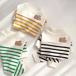 Dog Apparel Striped Jumpsuit Summer Pet Clothes Cute Cartoon Bear Hoodie For Small Medium Dogs Coat Yorkshire Terrier Ropa Perro