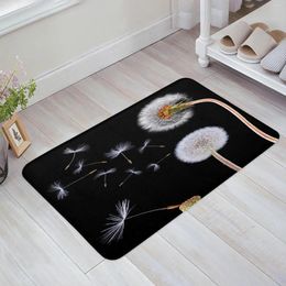 Carpets Dandelion Flowers Black Living Room Doormat Carpet Coffee Table Floor Mat Study Bedroom Bedside Home Decoration Accessory Rug