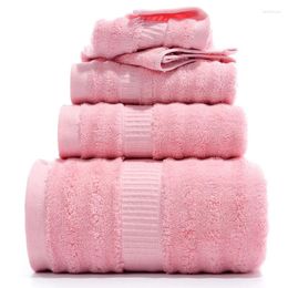 Towel Pink Solid Family Bamboo Bath Set 4pcs For Adults Handkerchief Hand Face Cloth Bathroom Comfortable