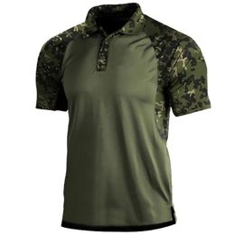 Mens Clothing Summer Camo American Flag Print Outdoor T-shirts Male Military Tactical Short Sleeve Polo Shirt Hunting Hiking Top 240513