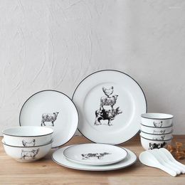 Tea Trays Creative Farm Style Europe Brief Ceramic Dinnerware Sets 18pcs Wedding Gift Porcelain Tableware Soup Plates/Dish Chopsticks/Bowl