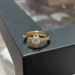Brand Explosive Flash Westwoods Saturn Diamond Ring with High Quality Zircon Opening Adjustable White Stone Girl Nail NSMP