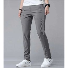 Men's Pants Stretch Casual Pants Men Classic Lightweight Slim Fit Trousers for Men Summer Straight Drawstring Joggers Solid khaki Pants Male Y240513