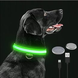 LED Glowing Dog Collar Adjustable Flashing Rechargea Luminous Night AntiLost Light HarnessFor Small Pet Products 240514