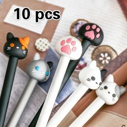 10pcsbatch Kawaii Cat Gel Signature Pen Cute Claw Stylos Black Ink for Hand Account Writing Stationery Office School Supplies 240511