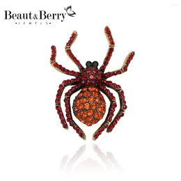 Brooches Beaut&Berry Trendy Halloween Spider 5-color Unisex Rhinestone Animal Office Party Casual Pins Jewelry Accessories Gifts