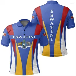 Men's Polos Africa Eswatini Map Flag 3D Printed Polo Shirts For Men Swaziland National Emblem Short Sleeve Patriotic Shirt Jersey Tops