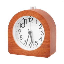 Decorative Plates Alarm Clock Without Ticking Retro Wooden With Dial Light Quiet Table Snooze Function A