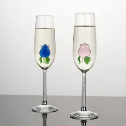 Wine Glasses 2pcs Creative Shaped Goblets Champagne Flute Flower Cup Stemware Cocktail Glass Drinkware Party Wedding Gifts