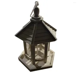 Other Bird Supplies Feeder With For Natural Wood Design Fully Assembled Sloped Roof Locking Cover Easy Refill Clear Food Panels