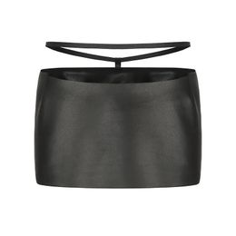 Y2k Skirt Harajuku Sexy Low Waisted T Shaped Leather Mini Skirt for Women Gothic Black Slimming and Versatile Skirts 240513
