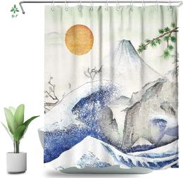 Shower Curtains Cool Blue Sunrise Plant Natural Artwork Polyester Waterproof Fabric Curtain Bathroom Partition