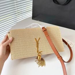 Straw Raffias Designer bags Womens weave Clutch BagCrossbody Tote handbag man fashion baguette Messenger purses tassel chain wallet satchel envelope Shoulder bag