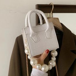 Shoulder Bags Original Brand Premium Chain Bag Female 2024 Fashion All-match Cross-body Mini Pearl Handbag Square