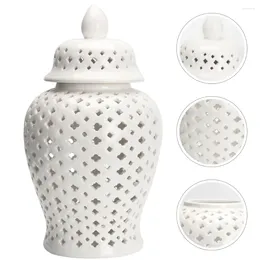 Storage Bottles Home Decorative Flower Pot Vases Chinese Style Hollow Holder Ceramic Porcelain Supplies Desktop Ornament