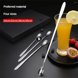 Coffee Scoops Extended Stirring Rod Comfortable Feel One Piece Silver Mirror Reflection Tool Mixing Spoon Thickened Material Ladle