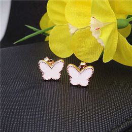 Lovers exclusive vanlycle Valentines earring New style fashion Rose Gold Butterfly White Earrings with common vanly